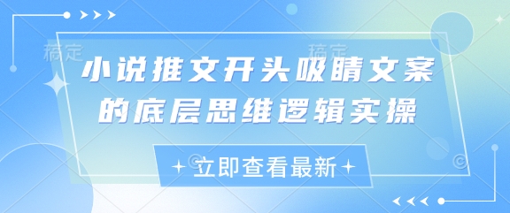 小说推文开头吸睛文案的底层思维逻辑实操-创业吧