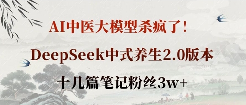 AI中医大模型杀疯了！DeepSeek中式养生2.0版本，十几篇笔记粉丝3w+-创业吧