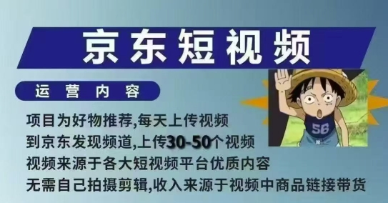 京东短视频带货课，无需自己拍摄剪辑，保姆式教学，两天快速上手-创业吧
