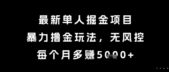 最新单人掘金项目，暴力撸金玩法，无风控，每个月多挣5k+【揭秘】-创业吧