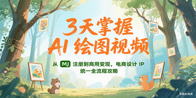 3天掌握AI绘图视频，从MJ 注册到商用变现，电商设计IP统一全流程攻略-创业吧