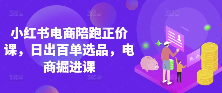 小红书电商陪跑正价课，小红书官方认证电商讲师教学，日出百单选品，电商掘进课-创业吧