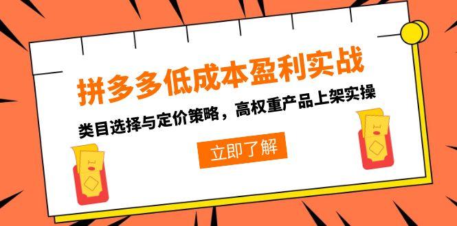 拼多多低成本盈利实战，类目选择与定价策略，高权重产品上架实操-创业吧