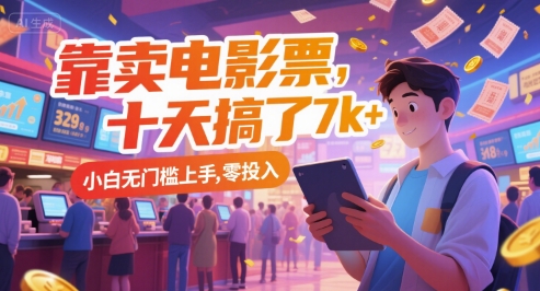 靠卖电影票，十天搞了7k+，小白无门槛上手，零投入【揭秘】-创业吧