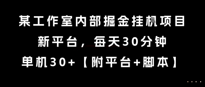 某工作室内部掘金挂G项目，新平台，每天30分钟，单机30+【揭秘】-创业吧