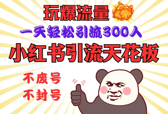 小红书引流天花板，玩爆流量，一天轻松引流300人，安全操作-创业吧