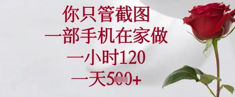 你只管截图，一部手机在家可以做，一小时120.一天5张+【揭秘】-创业吧