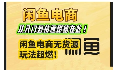 闲鱼电商实战课，从入门到精通秘籍在此，闲鱼电商无货源玩法超燃!-创业吧
