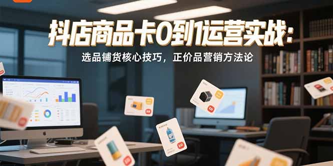 抖店商品卡0到1运营实战：选品铺货核心技巧，正价品营销方法论-创业吧