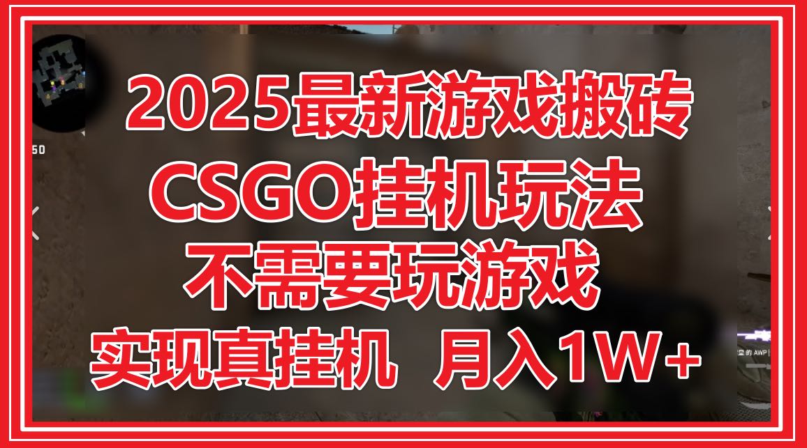 2025最新游戏搬砖，CSGO挂机，不需要玩游戏，实现真挂机，月入1W+-创业吧