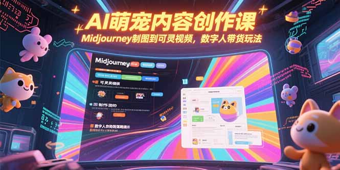 AI萌宠内容创作课，Midjourney制图到可灵视频，数字人带货玩法-创业吧