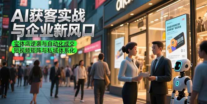 AI获客实战与企业新风口，实体店逆袭与自动化成交 短视频矩阵与私域体系化-创业吧