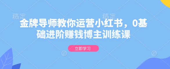 金牌导师教你运营小红书，0基础进阶赚钱博主训练课-创业吧