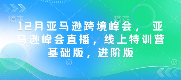 12月亚马逊跨境峰会， 亚马逊峰会直播，线上特训营基础版，进阶版-创业吧