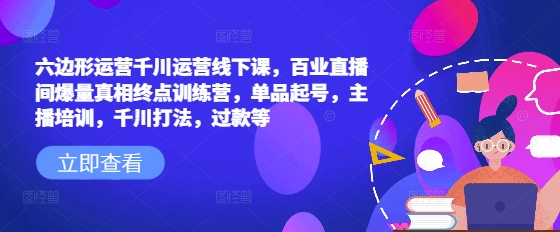 六边形运营千川运营线下课，百业直播间爆量真相终点训练营，单品起号，主播培训，千川打法，过款等-创业吧