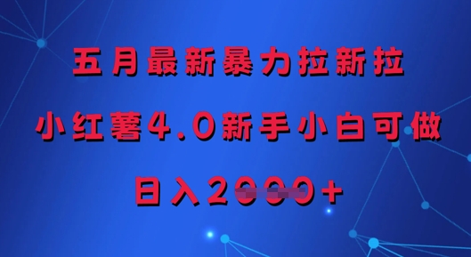 五月最新暴力拉新拉，小红薯4.0新手小白可做，日入多张-创业吧
