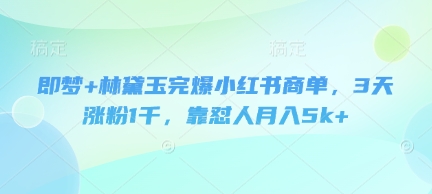 即梦+林黛玉完爆小红书商单，3天涨粉1千，靠怼人月入5k+-创业吧