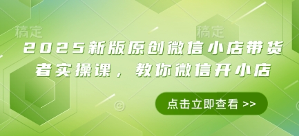 2025新版原创微信小店带货者实操课，教你微信开小店-创业吧