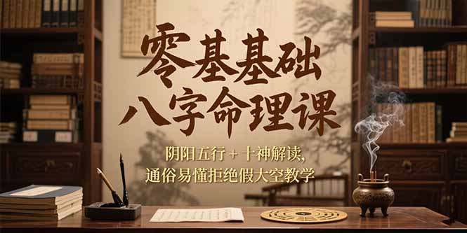零基础八字命理课，阴阳五行+十神解读，通俗易懂拒绝假大空教学-创业吧