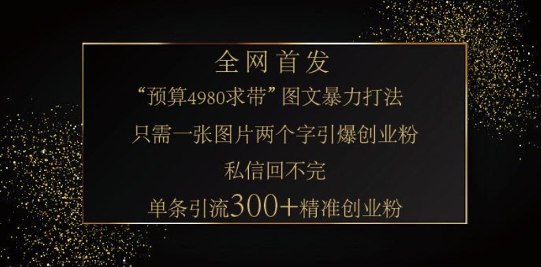 小红书神奇图片引流法，只需一张图，就能单条笔记凭借此方法，轻松引流 300 + 精准创业粉-创业吧