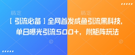 【引流必备】全网首发咸鱼引流黑科技，单日曝光引流500+，附矩阵玩法【揭秘】-创业吧