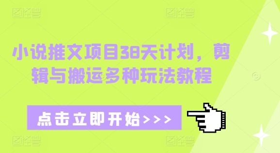 小说推文项目38天计划，剪辑与搬运多种玩法教程-创业吧