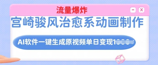 宫崎骏风治愈系动画制作，AI软件一键生成原创视频流量爆炸，单日变现多张，详细实操流程-创业吧