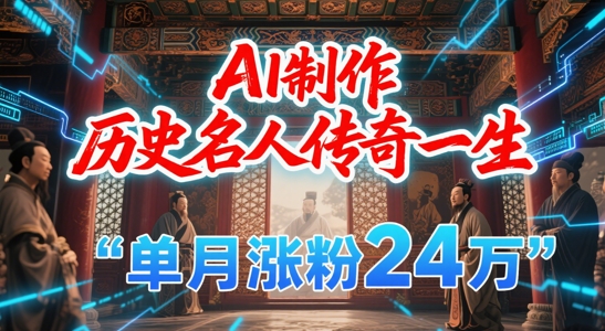 暴力起号！用AI制作历史名人传奇一生，单月涨粉24W，涨粉+变现赛道黑马来了-创业吧