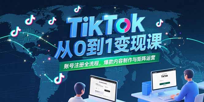 TikTok从0到1变现课，账号注册全流程，爆款内容制作与矩阵运营-创业吧