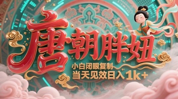 用AI克隆“唐朝胖妞”日更3条，平台疯狂推流，小白闭眼复制，当天见效，日入1k+-创业吧
