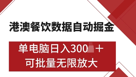 港澳数据全自动掘金，单电脑日入5张，可矩阵批量无限操作【仅揭秘】-创业吧