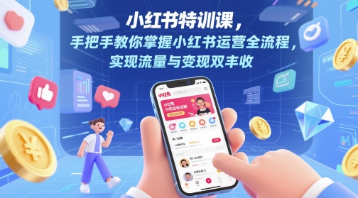小红书特训课，手把手教你掌握小红书运营全流程，实现流量与变现双丰收-创业吧