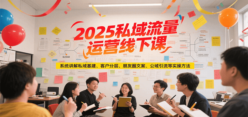 2025私域流量运营线下课，系统讲解私域基建/客户分层/朋友圈文案/公域引流等实操方法-创业吧