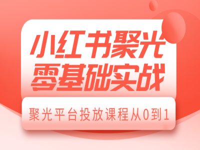 小红书聚光零基础实战，聚光平台投放课程从0到1-创业吧