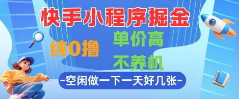 快手小程序掘金，纯0撸，单价高不养机 利用空闲时间做一做，一天好几张【揭秘】-创业吧