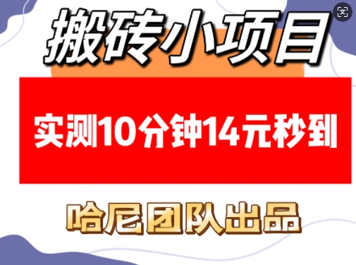 搬砖小项目，实测10分钟14元秒到，每天稳定几张(赠送必看稳定)-创业吧