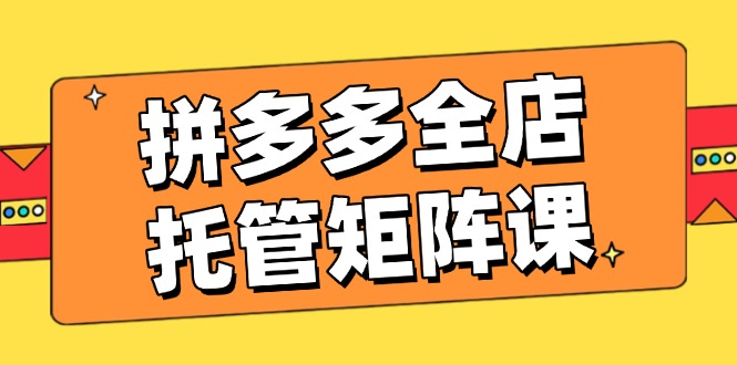 拼多多全店托管矩阵课，盈利动销玩法，高效计划设置，提升店铺效益-创业吧