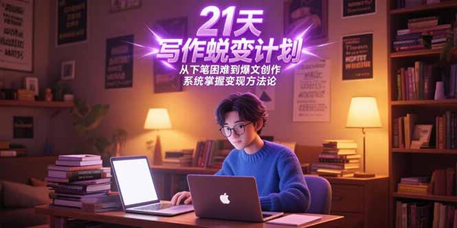 21天写作蜕变计划，从下笔困难到爆文创作，系统掌握变现方法论-创业吧