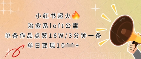 小红书超火的治愈系loft公寓，单条作品点赞16W，3分钟一条，单日变现数张-创业吧