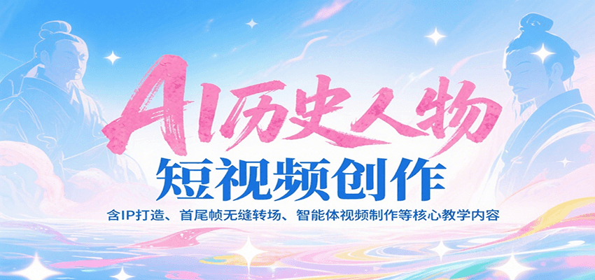 AI历史人物短视频创作，含IP打造、首尾帧无缝转场、智能体视频制作等核心教学内容-创业吧