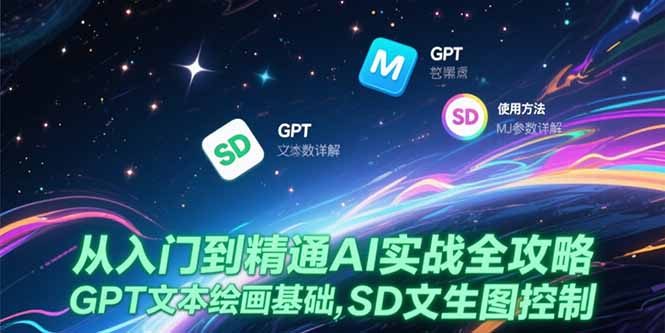 从入门到精通AI实战全攻略，GPT文本绘画基础，MJ参数详解，SD文生图控制-创业吧