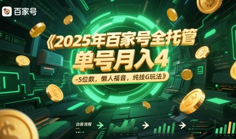 2025年百家号全托管，单号月入4-5位数，懒人福音，纯挂G玩法【揭秘】-创业吧