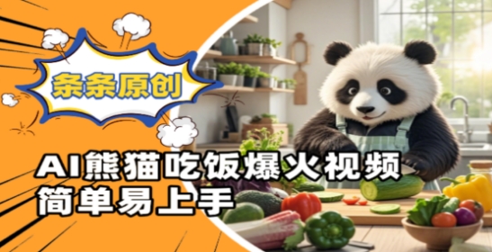 Ai熊猫吃饭爆火视频，条条原创，简单易上手-创业吧