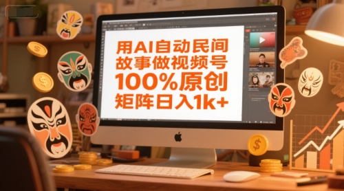 用AI自动民间故事做视频号，100%原创，矩阵日入1k+-创业吧