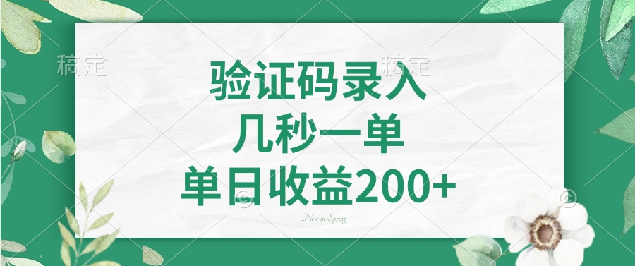 验证码录入，几秒一单，单日收益200+-创业吧