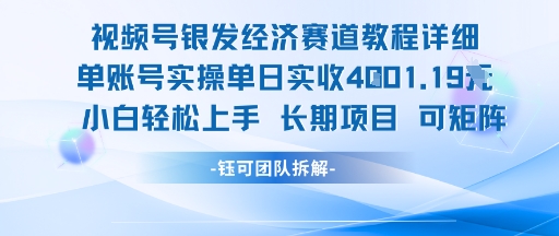 视频号银发经济赛道单账号实操单日实收1k+，小白轻松上手长期项目-创业吧