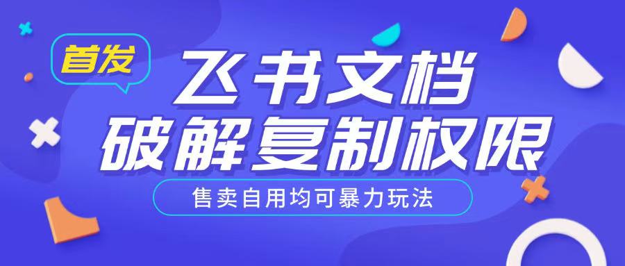 首发飞书文档破解复制权限，售卖自用均可暴力玩法-创业吧