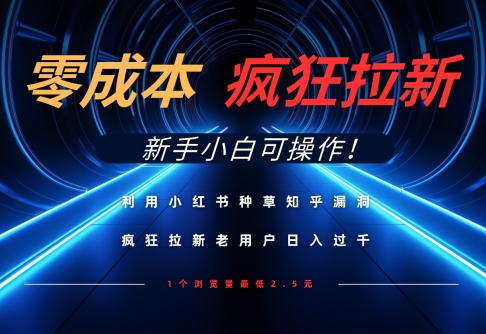 利用小红书种草知乎漏洞，零成本疯狂拉新日入数张，新手小白可操作-创业吧