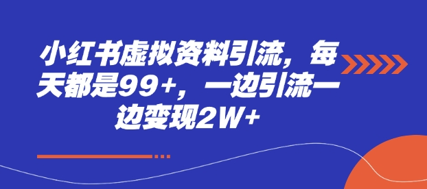小红书虚拟资料引流，每天都是99+，一边引流一边变现2W+-创业吧