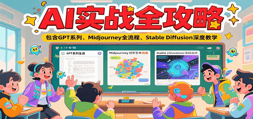 AI实战全攻略，包含GPT系列、Midjourney全流程、Stable Diffusion深度教学-创业吧